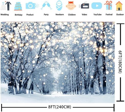 Winter Scene Backdrop for Photography 7x5FT Glitter White Snow Forest Wonderland Landscape Background for Family Christmas Party Decoration Xmas Holiday Portrait Photo Studio Props (84x60 inch) in Saudi Arabia