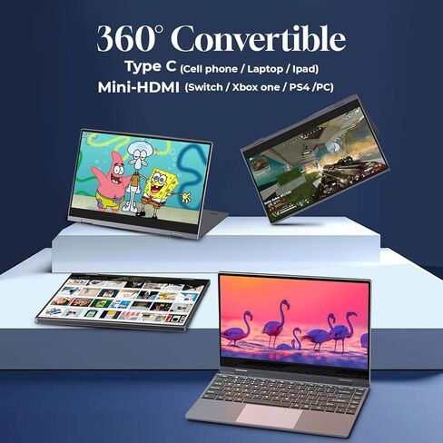 تغيير شاشة Lapdock المحمولة مع لوحة المفاتيح وشاشة اللمس مثل الكمبيوتر المحمول|متوافق مع Samsung Dex وSteam Deck وNintendo Switch وWindows وMac وChromebook|بطارية 10800 مللي أمبير|شاشة 1080P HDR IPS مقاس 14 بوصة in Kuwait