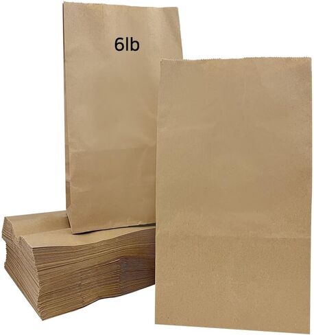 Kraft Brown Food Paper 3 lb Bag - (100 Pack) 8.7" X 4.7" X 2.3" Lunch Grease Resistant Paper Bags in Saudi Arabia