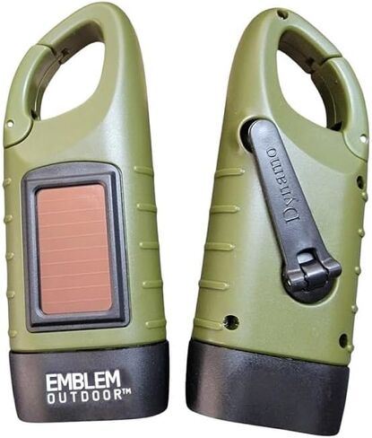 Emblem OD 2-Pack Hand Crank Solar Powered Flashlight, Emergency Rechargeable LED Survival Flashlight with Dynamo Crank and Carbiner for Indoor and Outdoor use, Green in Saudi Arabia