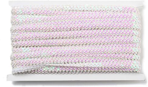 About 22 Yards 3/8 Inch White Sequin Trim Beaded Sequins Ribbon Braid Bling Metallic Paillette Scalloped Lace Edging Trimming for Sewing Making Gift Wrapping DIY Christmas Tree Decor Supply in Saudi Arabia