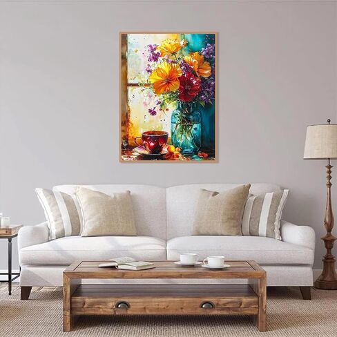 LWZAYS Flower Paint by Number Kit for Adults Canvas, Flower Paint by Numbers for Adults Beginners Canvas, Daisy Vase Painting by Numbers for Gift Decor - 12x16 Inch in Saudi Arabia
