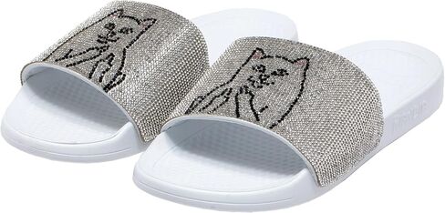 شرائح RIPNDIP Lord Nermal، شباشب للصيف، أحذية سهلة الارتداء، صنادل مضحكة للقطط للرجال (أسود، رجالي 8 | نسائي 9.5) in Saudi Arabia