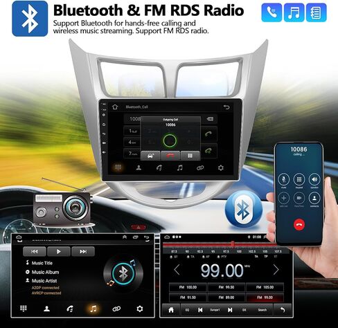 2G+64G Android 13 Car Stereo for Hyundai Accent 2012-2017 with Wireless Carplay Android Auto 9" Touchscreen Car Radio with GPS Navigation HiFi WiFi Bluetooth FM/RDS Radio AHD Backup Camera Head Unit in Saudi Arabia