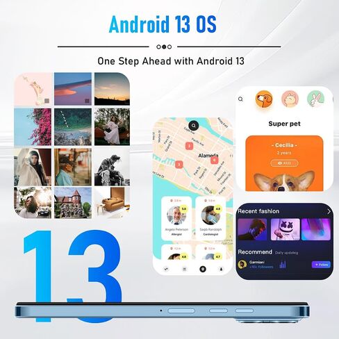 A15 promax Unlocked Cell Phones2024 Android 13 Smartphone with Snapdragon 8cen2 Processor|8GB+256GB|8-Core 6.8" HD Screen 24MP+50MP|Camera 6800 mAh Long Battery with 5G Dual SIM(Golden) in Saudi Arabia