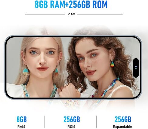 A15 promax Unlocked Cell Phones2024 Android 13 Smartphone with Snapdragon 8cen2 Processor|8GB+256GB|8-Core 6.8" HD Screen 24MP+50MP|Camera 6800 mAh Long Battery with 5G Dual SIM(Golden) in Saudi Arabia