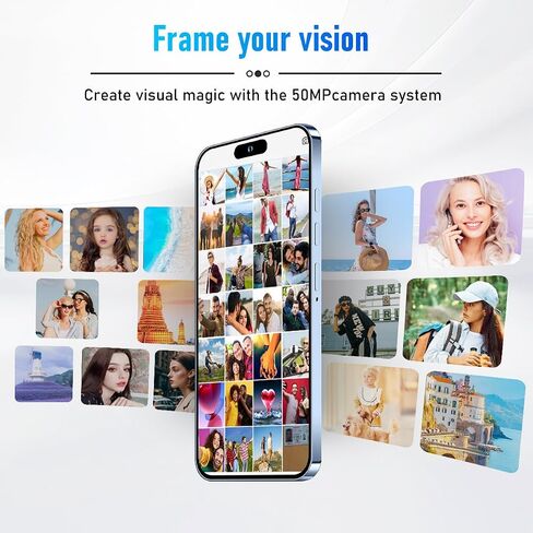 A15 promax Unlocked Cell Phones2024 Android 13 Smartphone with Snapdragon 8cen2 Processor|8GB+256GB|8-Core 6.8" HD Screen 24MP+50MP|Camera 6800 mAh Long Battery with 5G Dual SIM(Golden) in Saudi Arabia