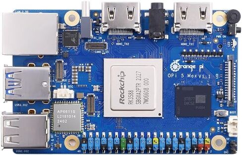 5 بحد أقصى 4 جيجابايت/8 جيجابايت/16 جيجابايت LPDDR5 Rockchip RK3588 8-Core 64-Bit كمبيوتر لوحي واحد مع مقبس eMMC، Wi-Fi 6E/Bluetooth 5.3، لوحة تطوير تعمل بنظام Linux/Ubuntu/Debian/Android (16 جيجابايت + مصدر طاقة) in Kuwait