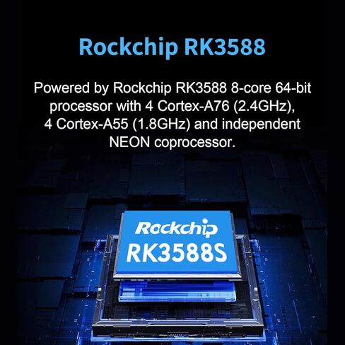 5 بحد أقصى 4 جيجابايت/8 جيجابايت/16 جيجابايت LPDDR5 Rockchip RK3588 8-Core 64-Bit كمبيوتر لوحي واحد مع مقبس eMMC، Wi-Fi 6E/Bluetooth 5.3، لوحة تطوير تعمل بنظام Linux/Ubuntu/Debian/Android (16 جيجابايت + مصدر طاقة) in Kuwait