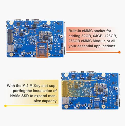 5 بحد أقصى 4 جيجابايت/8 جيجابايت/16 جيجابايت LPDDR5 Rockchip RK3588 8-Core 64-Bit كمبيوتر لوحي واحد مع مقبس eMMC، Wi-Fi 6E/Bluetooth 5.3، لوحة تطوير تعمل بنظام Linux/Ubuntu/Debian/Android (16 جيجابايت + مصدر طاقة) in Kuwait