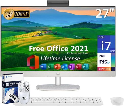 كمبيوتر مكتبي HP 27 بوصة الكل في واحد، ترخيص Microsoft Office مدى الحياة، Intel الجيل الثالث عشر i7-1355U، شاشة FHD، ذاكرة وصول عشوائي 64 جيجابايت، 4 تيرابايت SSD، Intel Iris Xe Graphics، لوحة مفاتيح وماوس لاسلكي، Windows 11 Pro، 32 جيجابايت UFD in Saudi Arabia