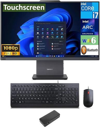 Lenovo ThinkCentre Neo 50a Gen 5 School & Business الكل في واحد 27 بوصة شاشة لمس IPS FHD (Intel i7-13620H، 64GB DDR5، 512GB PCIe SSD، Intel Arc، WiFi 6، كاميرا ويب، Win 11 Pro) مع USB-C قفص الاتهام in Saudi Arabia