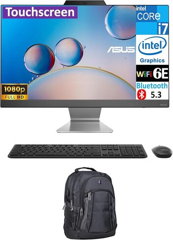 شاشة ASUS A3402 Business الكل في واحد مقاس 23.8 بوصة تعمل باللمس LCD FHD (Intel Core 7 150U، 16 جيجابايت DDR5، 1 تيرابايت SSD، Intel Graphics، WiFi 6E، كاميرا ويب، بلوتوث 5.3، Win 11 Home) مع حقيبة ظهر مميزة in Saudi Arabia
