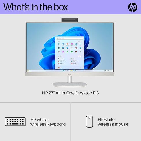 كمبيوتر مكتبي HP 27 Business الكل في واحد - شاشة FHD مقاس 27 بوصة، Intel i7-1355U، معالج رسومات Intel Iris Xe، ذاكرة وصول عشوائي 64 جيجابايت، 1 تيرابايت SSD، Wi-Fi 6، Win 11 Pro، لوحة مفاتيح وماوس لاسلكي، مع Office 2021 مدى الحياة +اكسسوارات مصممة in Saudi Arabia