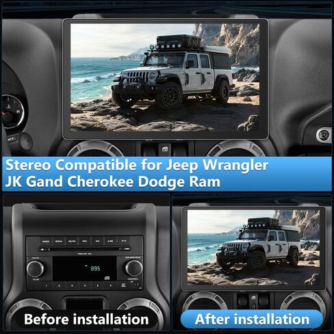 Android 12 Car Radio Stereo Compatible for Jeep Wrangler JK Gand Cherokee Dodge Ram 1500 with Wireless CarPlay Android Auto,GPS/FM/WiFi/USB in Saudi Arabia