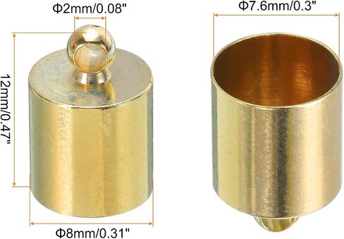 MECCANIXITY 30Pcs Cord End Caps 14mm End Cap Barrel Beads Kumihimo 10mm Dia End Caps Brass for Leather Cord, Tassels, Jewelry Making, Copper Tone in Saudi Arabia