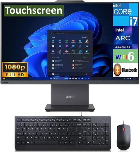 كمبيوتر سطح المكتب Lenovo ThinkCentre Neo الكل في واحد، شاشة لمس FHD 27 بوصة 100 هرتز (Intel i7-13620H، 16GB DDR5، 4TB SSD، WiFi 6، 5MP IR Webcam، W11P) مع لوحة مفاتيح سلكية، ماوس وموسع منفذ USB DKZ in Saudi Arabia