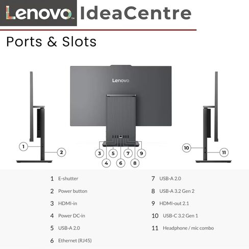 Lenovo IdeaCentre I Gen 9 Newest Business All-in-One, 27" QHD 100Hz Touchscreen, i7-13620H, 64GB DDR5 RAM, 2TB SSD, Wireless KB & Mouse, Wireless Charging Base, W11 Pro, with Harman Audio Speakers in Saudi Arabia