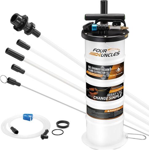 FOUR UNCLES 6.5L Manual Oil Extractor Pump for Automotive, Vacumm Fluid Extractor with Pump Tank Remover & 4 Tubes for Oil Change and a Brake Bleeder Hose for Brake Fluid Change in Saudi Arabia