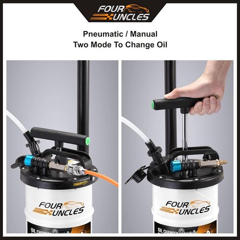 FOUR UNCLES 6.5L Manual Oil Extractor Pump for Automotive, Vacumm Fluid Extractor with Pump Tank Remover & 4 Tubes for Oil Change and a Brake Bleeder Hose for Brake Fluid Change in Saudi Arabia