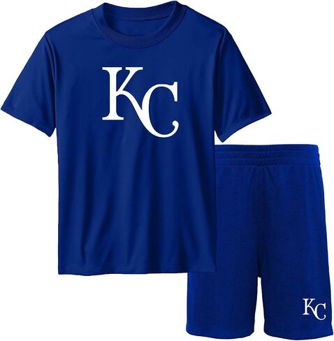 Outerstuff MLB Youth 8-20 Team Color Performance Primary Logo T-Shirt & Shorts Set (X-Large (18-20), Detroit Tigers Navy) in Saudi Arabia