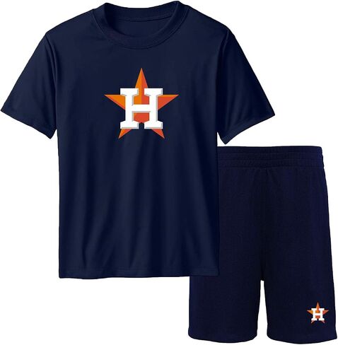 Outerstuff MLB Youth 8-20 Team Color Performance Primary Logo T-Shirt & Shorts Set (X-Large (18-20), Detroit Tigers Navy) in Saudi Arabia