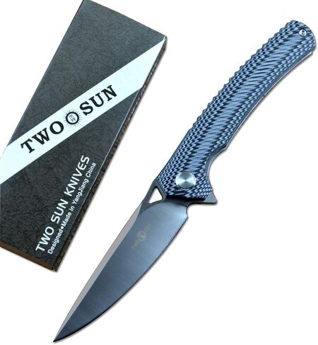 سكاكين صيد من نوع SUN Flipper للبقاء على قيد الحياة D2 Blade Satin G10 مقبض TS81 (أسود) in Kuwait