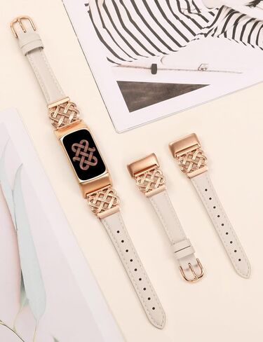 TOYOUTHS Celtic Knot Leather Band Compatible with Fitbit Charge 6/Fitbit Charge 5 Band Women, Slim Dressy Thin Designer Premium Leather Strap with Interlock Buckle for Fitbit Charge 6/5 Smartwatch in Kuwait