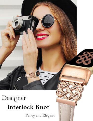 TOYOUTHS Celtic Knot Leather Band Compatible with Fitbit Charge 6/Fitbit Charge 5 Band Women, Slim Dressy Thin Designer Premium Leather Strap with Interlock Buckle for Fitbit Charge 6/5 Smartwatch in Kuwait