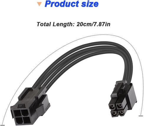 ATX 4 Pin CPU Power Cable, 4Pin CPU Male to Female Extension Cable for Desktop Computer Power Supply (2 Pack, 20cm/8inch) in Saudi Arabia