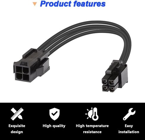 ATX 4 Pin CPU Power Cable, 4Pin CPU Male to Female Extension Cable for Desktop Computer Power Supply (2 Pack, 20cm/8inch) in Saudi Arabia