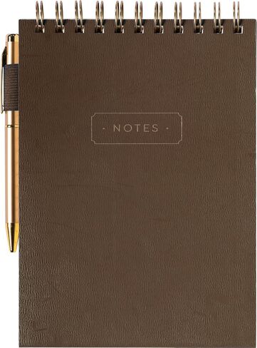 WORLD TRAVELER Eccolo Lined Top Spiral Notebook, Flexi-Cover Steno Pad with Pen Included (240 Perforated Pages), A5 Notepad Ideal for Note Taking in School, College or Work in Kuwait