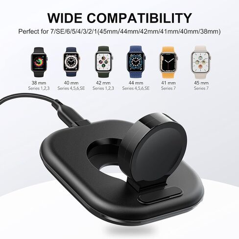 حامل شحن ساعة مطور لشاحن ساعة Apple - قاعدة شحن لاسلكية سريعة لساعة iWatch، متوافقة مع Apple Watch Series 2/3/4/5/6/7/8/9/10/Ultra 1 2، تصميم مغناطيسي لسهولة الاستخدام in Kuwait