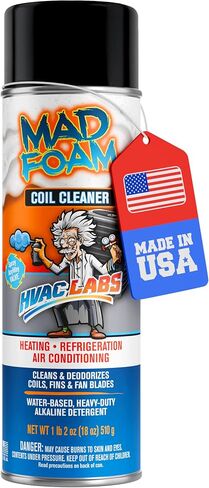Crazy Foam AC Coil Cleaner for AC Unit Foaming - HVAC Condenser Coil Cleaner - Evaporator No Rinse or Rinse with Water, Heating & Refrigeration - Break down Grease Oil Dust Dirt (1) in Saudi Arabia