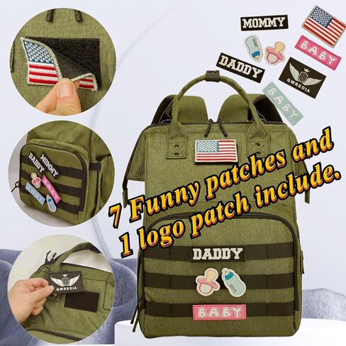Tactical Diaper Backpack with USB Port (DADDY and MOMMY patches) in Saudi Arabia
