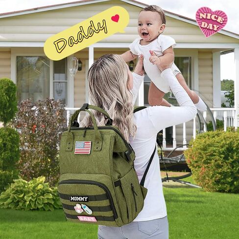 Tactical Diaper Backpack with USB Port (DADDY and MOMMY patches) in Saudi Arabia