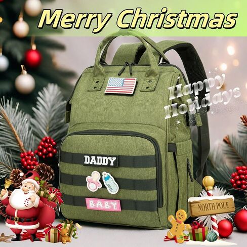 Tactical Diaper Backpack with USB Port (DADDY and MOMMY patches) in Saudi Arabia