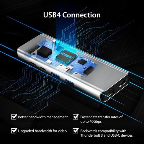 j5create USB4 8K Multi-Port Hub - 6 في 1 USB4 Hub مع 8K60/4K144 HDMI، إيثرنت، شحن PD، USB-A، منافذ USB-C | متوافق مع ماك بوك، ويندوز، JCD403-R (متجدد) in Saudi Arabia