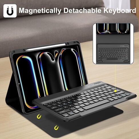 حافظة iPad Pro مقاس 13 بوصة مع لوحة مفاتيح (M4، 2024)، لوحة مفاتيح بلوتوث لاسلكية مغناطيسية قابلة للفصل، غطاء فوليو نحيف مع حامل أقلام لجهاز iPad Pro الجديد مقاس 13 بوصة، خاصية النوم/الاستيقاظ التلقائي، عمر بطارية طويل - أخضر in Saudi Arabia
