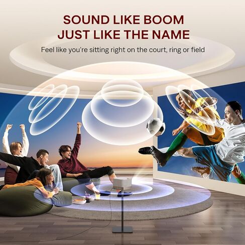 جهاز عرض 3 في 1 يدعم 4K، جهاز عرض ذكي AURZEN BOOM 3 مزود بواي فاي وبلوتوث، صوت DoIby ثلاثي الأبعاد ومكبرات صوت 36 وات، تركيز تلقائي وحجر مفاتيح، جهاز عرض Netflix الرسمي 500 ANSI Home Outdoor، فضي in Saudi Arabia