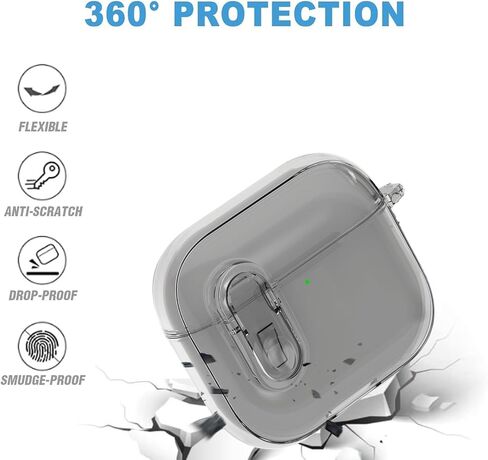 Clear Case Compatible with AirPods 4 with Active Noise Cancellation with Keychain, Secure Lock Protective Case for Man Woman Compatible with AirPods 4 in Kuwait