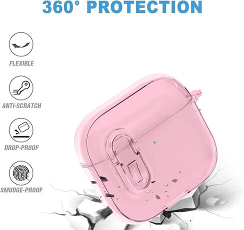 Clear Case Compatible with AirPods 4 with Active Noise Cancellation with Keychain, Secure Lock Protective Case for Man Woman Compatible with AirPods 4 in Kuwait