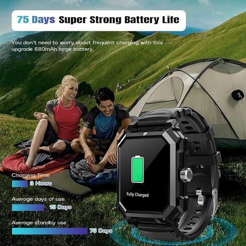 Njord Gear Indestructible Smart Watch for Men IP69K Waterproof Military Smartwatch for Android iOS Phones (Answer/Make Call) 680mAh Titanium Rugged Fitness Tracker With Heart Rate Blood Pressure SpO2 in Saudi Arabia
