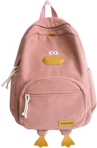 Cute Duck Backpack Corduroy Backpack Cartoon Backpacks Kawaii Backpack Funny Backpack for Adults in Saudi Arabia