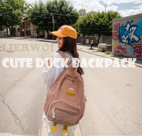 Cute Duck Backpack Corduroy Backpack Cartoon Backpacks Kawaii Backpack Funny Backpack for Adults in Saudi Arabia