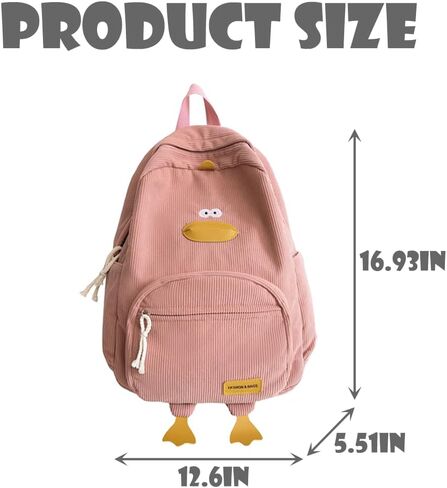 Cute Duck Backpack Corduroy Backpack Cartoon Backpacks Kawaii Backpack Funny Backpack for Adults in Saudi Arabia