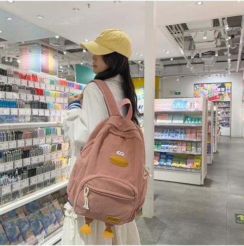 Cute Duck Backpack Corduroy Backpack Cartoon Backpacks Kawaii Backpack Funny Backpack for Adults in Saudi Arabia