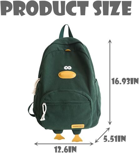 Cute Duck Backpack Corduroy Backpack Cartoon Backpacks Kawaii Backpack Funny Backpack for Adults in Saudi Arabia