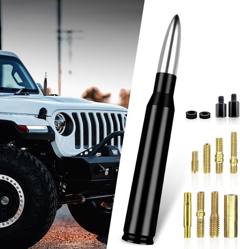 1 PC Car Modified Bullet Antenna, 5.4" Enhance Waterproof Rust-Proof Stable Radio Signal Receiving Antenna with Screw Washer Mounting, External Replacement Antenna, for Cars Trucks (Black) in Kuwait