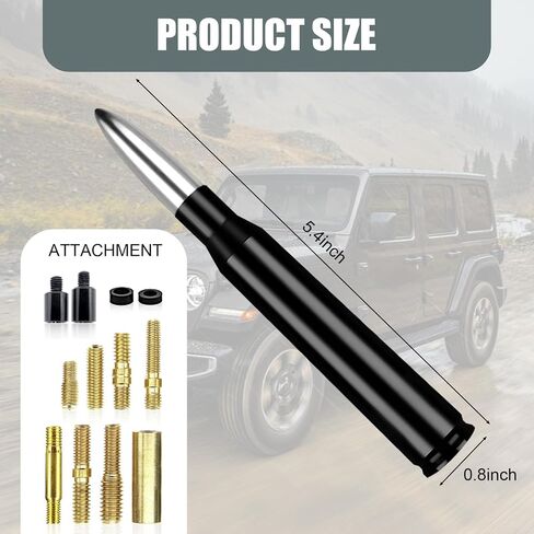 1 PC Car Modified Bullet Antenna, 5.4" Enhance Waterproof Rust-Proof Stable Radio Signal Receiving Antenna with Screw Washer Mounting, External Replacement Antenna, for Cars Trucks (Black) in Kuwait